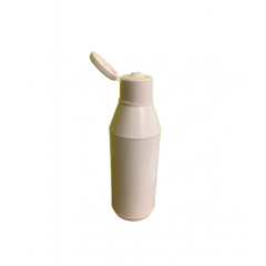  White plastic bottle with flap lid, 250 ml.